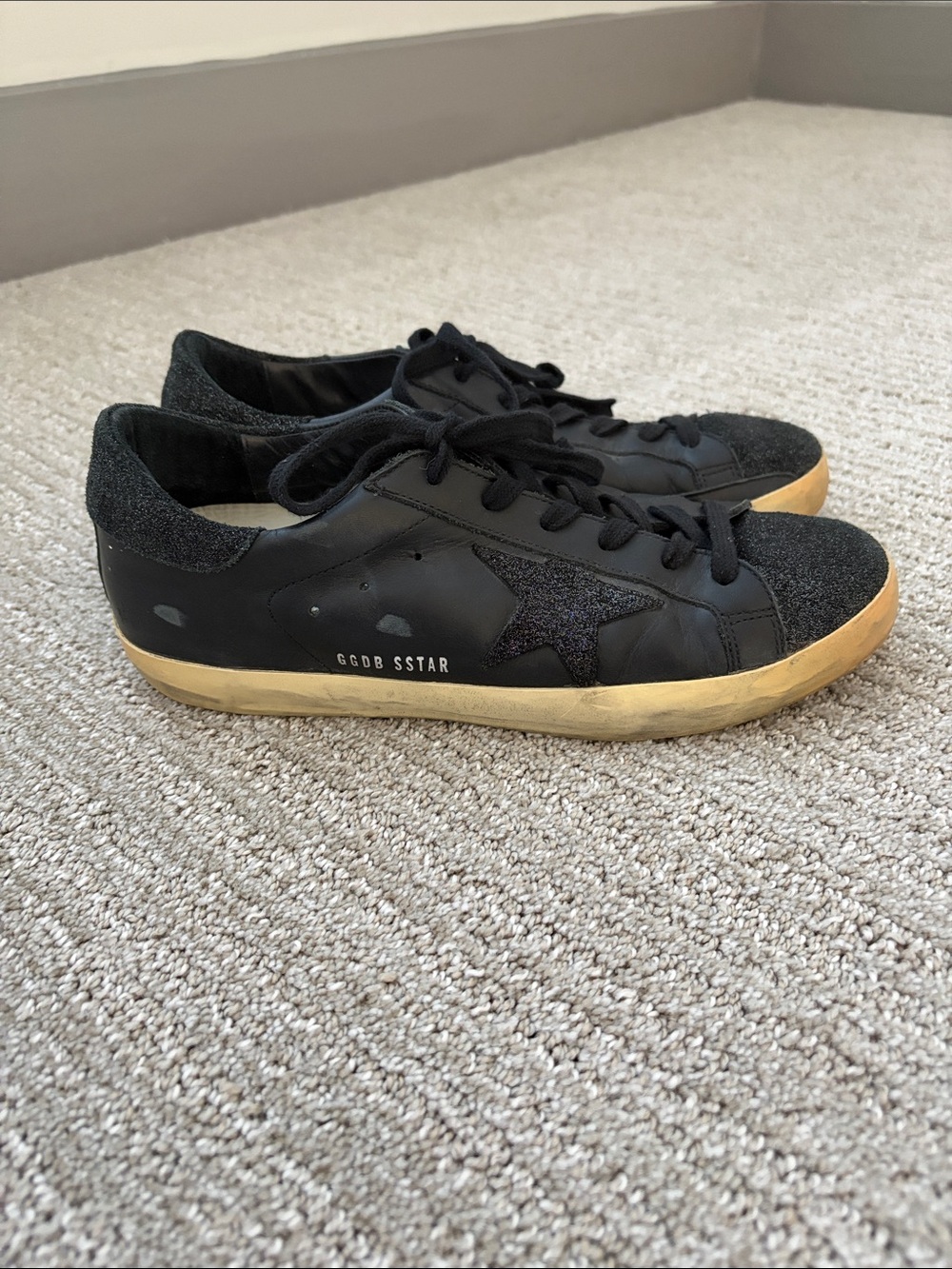 Golden Goose Black Leather Low-Top Sneakers